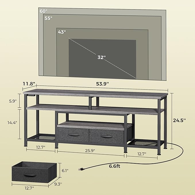 Huuger TV Stand for 55 60 Inch TV, Entertainment Center