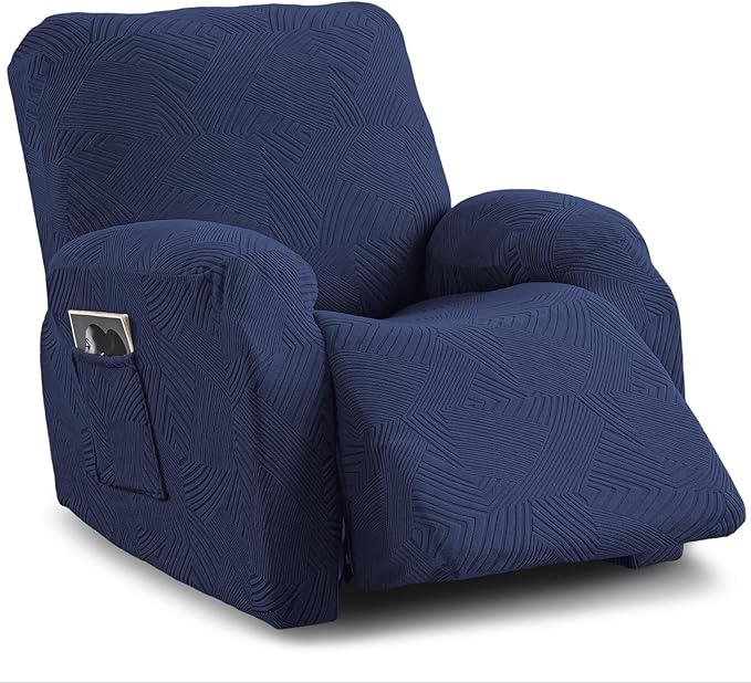 Recliner Chair Covers, 4-Piece Stretch Geometric Strokes Jacquard Reclining