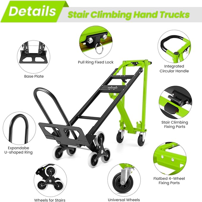 4-in-1 Hand Truck Dolly Heavy Duty Industrial Convertible, 1000 LBS Stair