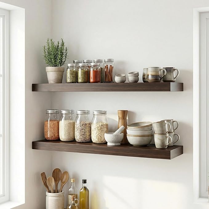 31.5in Floating Shelves for Wall, Wall Mounted Shelves for Decor Storage Set of
