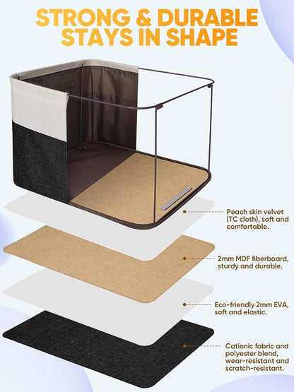BALEINE 3 Pack Fabric Closet Storage Bins for Shelves, Linen Closet Organizers and Storage, Decorative Baskets for Organizing, Shelf, Clothes, Home, Office (Black, 15"x11"x9.5")