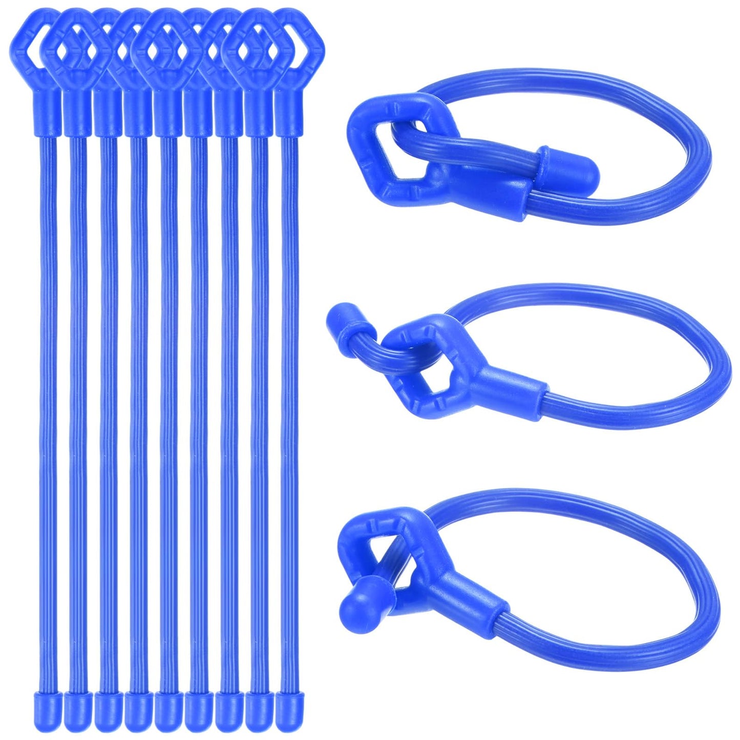 M METERXITY 12-Pack Adjustable Plant Ties, 8inch/20.32cm Silicone Flexible Multi-Function Sturdy Garden Twist Tie for Plant Support/Tree/Shrub/Vine, Reusable Support Twine [Blue]