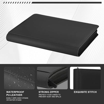 16 Pocket Toploader Binder,Holds 640 Top Loaders,Top Loader Binder for 3" x 4"Rigid Cards,Sleeves Card Collection Binder,20 Double Sided Pages,Compatible with Trading & Sports Holder (16Black)