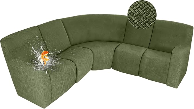 ALIECOM 100% Waterproof Recliner Sectional Couch Covers L Shape Stretch Corner