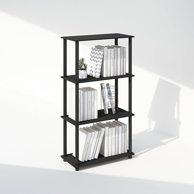 Furinno Turn-N-Tube Book Shelf, 4-Tier Bookshelf, Bookcase