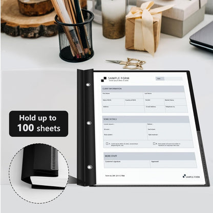 Ndsox 5 Packs Clear Front Report Covers with 3-Prong Fasteners, Plastic Project Presentation Folders Resume Document Covers with Black Back for 8.5" x 11" Letter Size Paper for School Office Business