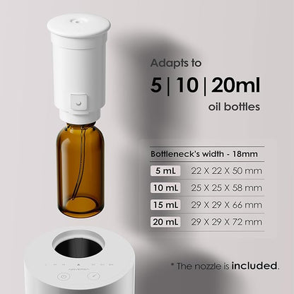 Airversa Waterless Diffuser for Essential Oil, Car Diffsuer, Battery Operated Nebulizer, 0.7 Fl Oz/ 20mL, Mini Scent Air Machine, 3 Timers & 3 Mist Levels for Home, Room, Car, Office - AN6 Lavender