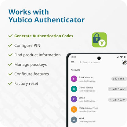 Yubico - YubiKey 5 NFC - Multi-Factor authentication (MFA) Security Key and passkey, Connect via USB-A or NFC, FIDO Certified - Protect Your Online Accounts