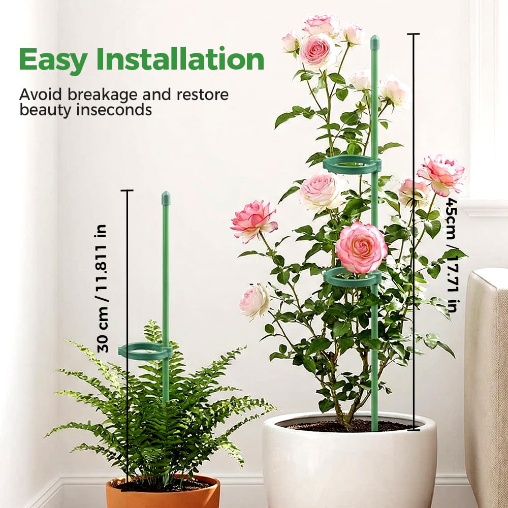Plant Stakes for Indoor Plants, Adjustable Plant Support Sticks with Clips & Plant Ties, Indoor Outdoor Garden Poles for Monstera Tomato Orchid Rose Potted Flowers Vegetables (11 inch 5pcs)