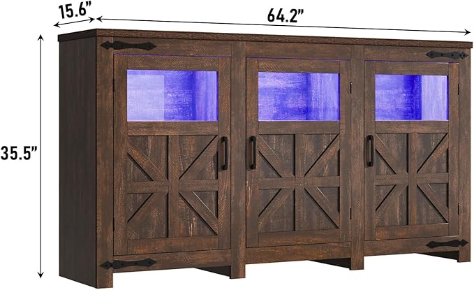 64" Large LED Farmhouse TV Stand