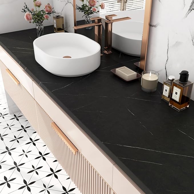 FunStick 24"x200" Matte Black Marble Contact Paper