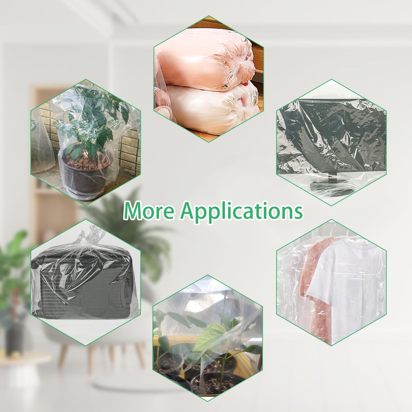 6 Pcs Winter Plant Cover Freeze Protection - 39" x 39" Plastic Plant Frost Bags with Drawstring, Transparent Waterproof Plant Shelter Coverings for Outdoors Garden Plants Shrubs Sapling Bushes