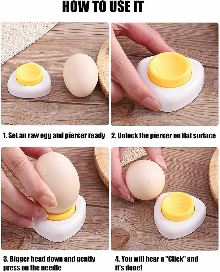 Jawbush Egg Piercer for Raw Eggs, Egg Hole Poker Puncher with Magnetic Base & Safety Lock to Get Good Hard Boiled Eggs, Easy Egg Peeler Shell Remover with Retractable Pin