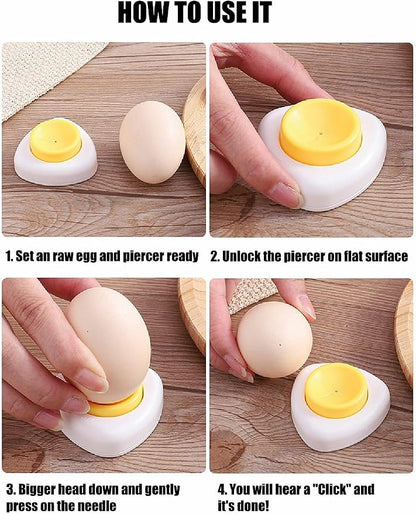 Jawbush Egg Piercer for Raw Eggs, Egg Hole Poker Puncher with Magnetic Base & Safety Lock to Get Good Hard Boiled Eggs, Easy Egg Peeler Shell Remover with Retractable Pin