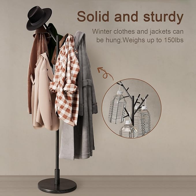 Muwuele Coat Rack, Solid Wood Coat Rack Freestanding