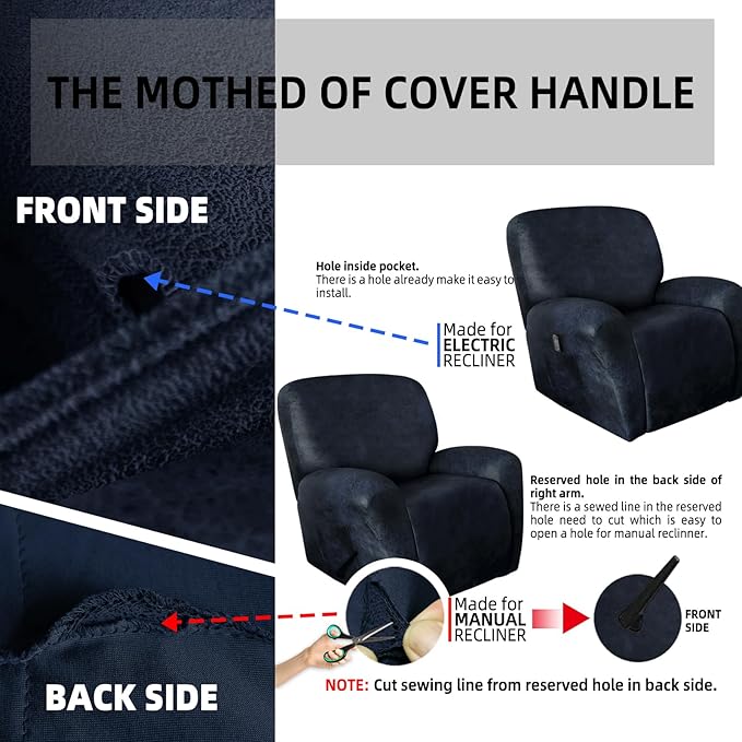 ANARACHON Recliner Chair Covers Leather Like, 4 Pieces Recliner Cover