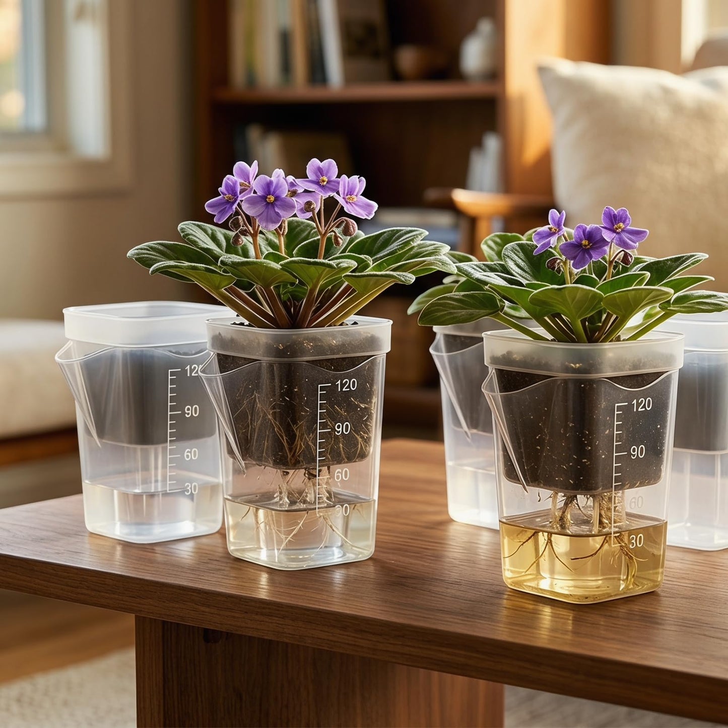 YZNlife 30 Pack 2" Small Self Watering Pots for Indoor Plants with 30 Plant Label Mini Clear Plastic Planters with Water Level and Drainage Holes for Propagation, Succulents, and African Violet