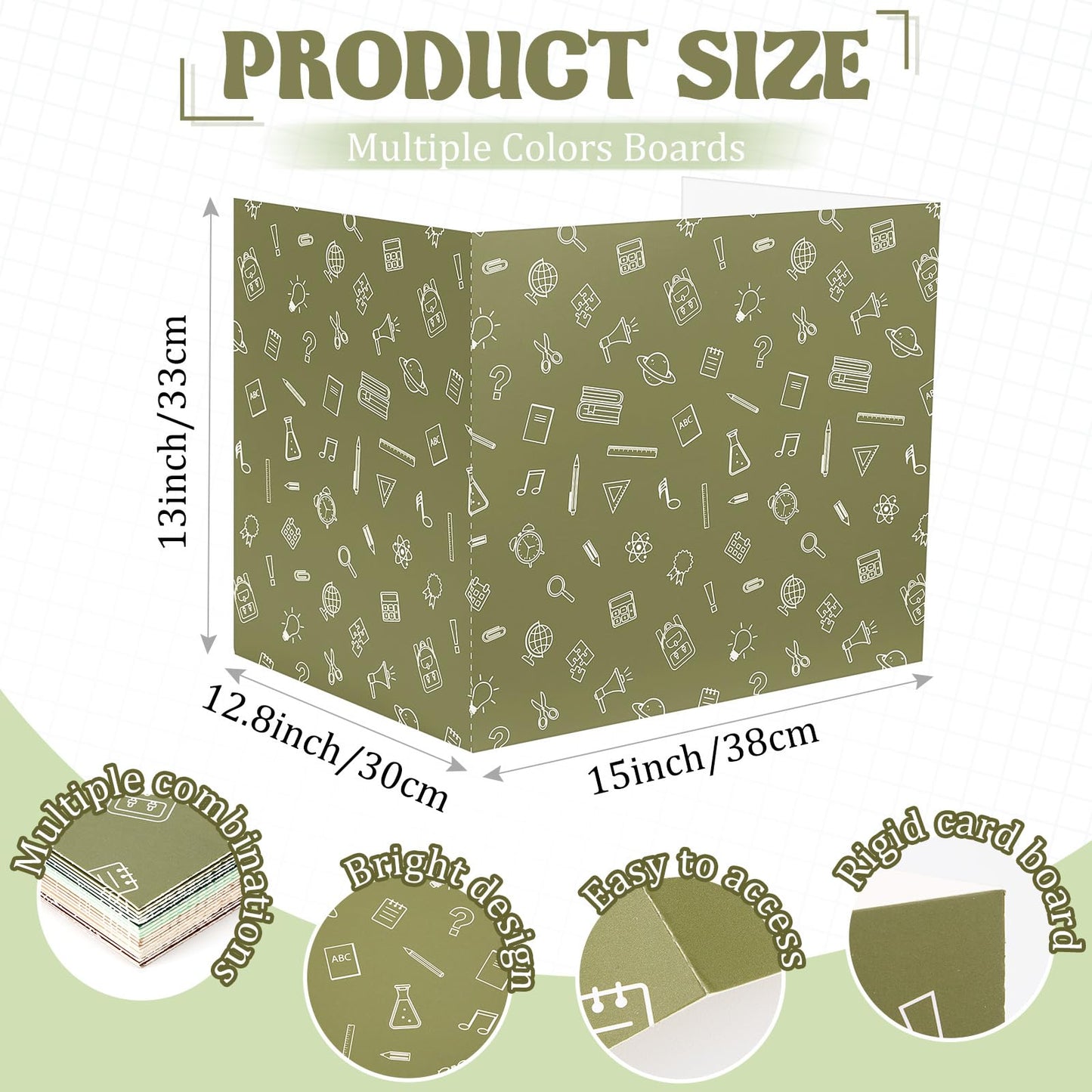 SATINIOR 24 Pcs Privacy Folders for Students, Desk Dividers for Classroom Testing, Trifold Cardboard Privacy Boards, Study Carrels Panel School Teacher Supplies(Stationery Style,Matcha Color)