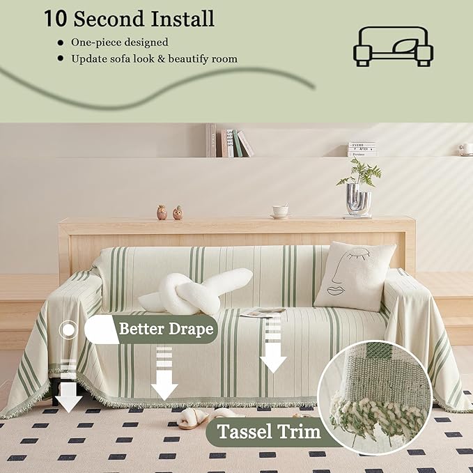 DREAMINGO Couch Cover Reversible Chenille 3 Seat Sofa Covers