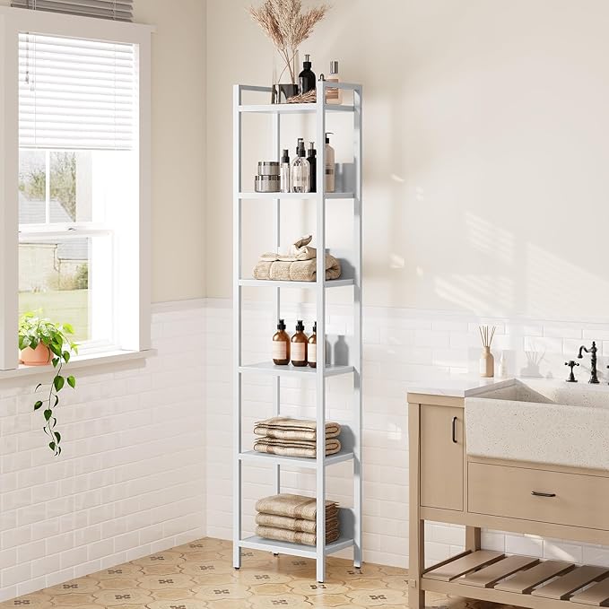 MAHANCRIS Bookshelf, 6-Tier Bookcase, Standing Book Shelf