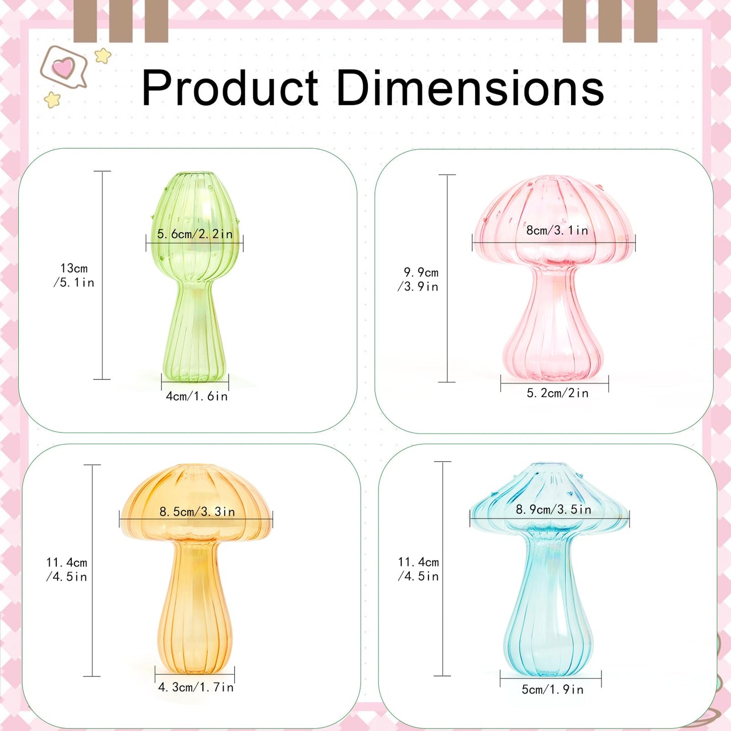 XXXFLOWER Glass Mushroom Vase Propagation Planter Window Plant Propagation Station Crystal Hydroponic Mushroom Jars for Plant Cuttings Unique Glass Bud Flower Vase Indoor for Home Office Garden Decor