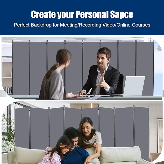Room Divider 6FT Portable Room Dividers and Folding Privacy Screens, 8 Panel
