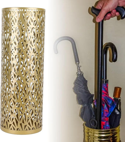 Umbrella Stand Rack for Entryway Metal Hollowed Freestanding Round Umbrella Holder Organizer Bin for Home Hotel Office Decor (Large)