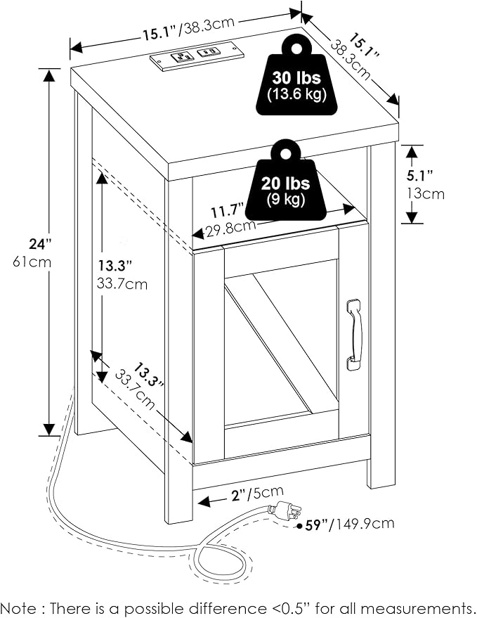 Furinno Farmhouse Night Stand