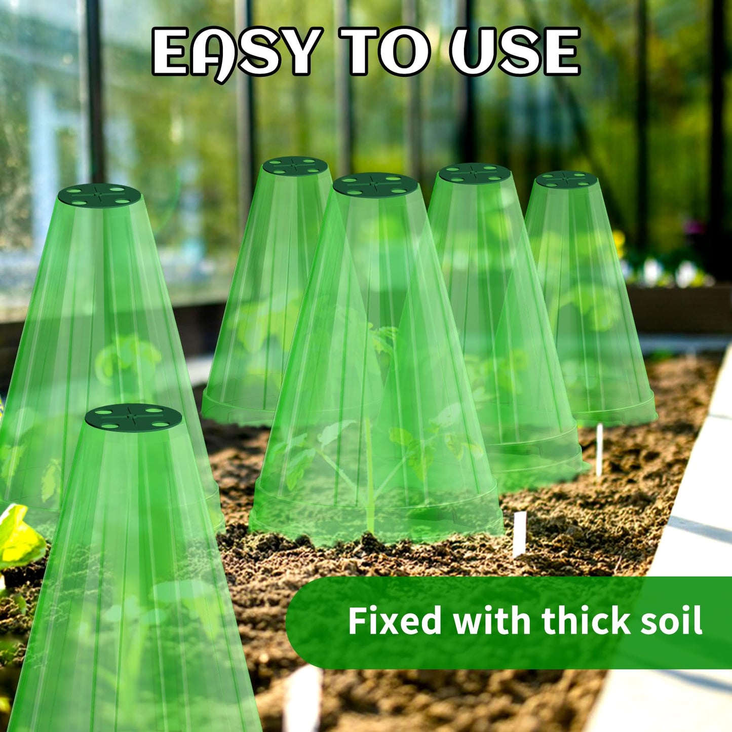 Webuys Garden Cloches for Plants, 30 Pack Garden Cloche with Rotary Vent, Reusable Bell Plant Covers, Plant Cloche Protectors from Animals Snails Birds Chickens, 7.9" H X 6.7" D (Green)