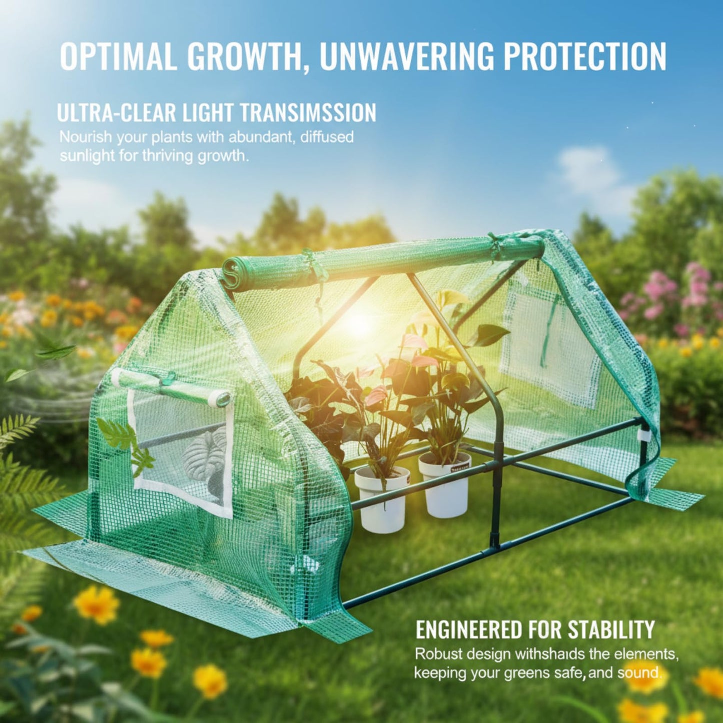 Solayis 47.2" L × 23.6" W × 23.6" H Mini Greenhouse for Indoor Outdoor,Portable Mini Greenhouse, Heavy-Duty PE Plant Cover Tent , Tabletop Greenhouse for Small Plants, Seedling Humidity Dome Green