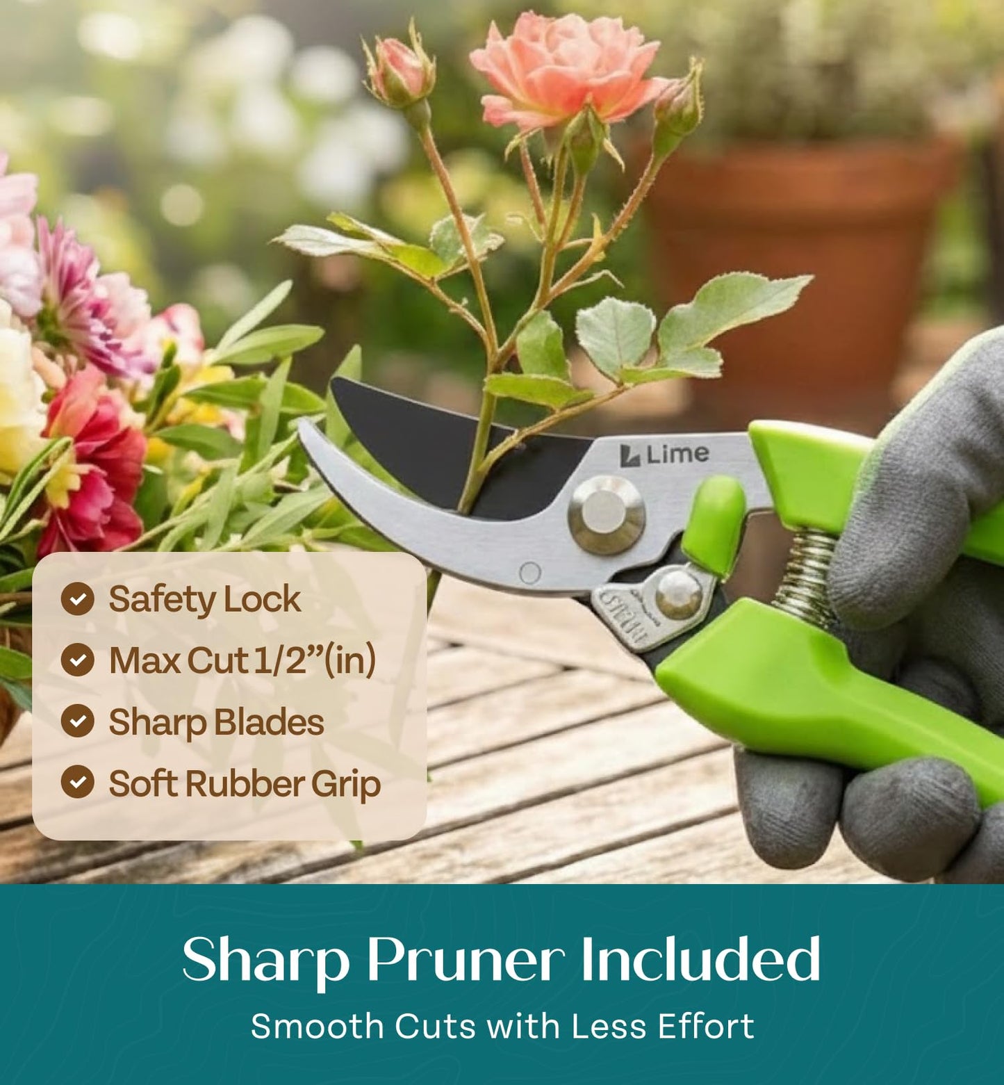 Heavy Duty Gardening Tools - Gardening Gifts for Women, Men, Mom, Dad - Durable, Ergonomic Garden Tools Set (Floral)