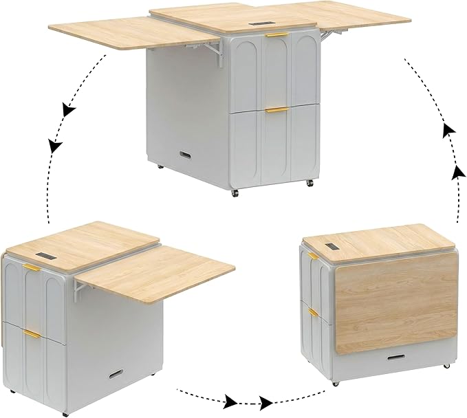 ModernMate 3-in-1 Folding Desk & File Cabinet, Fluted Multi-Storage Workspace