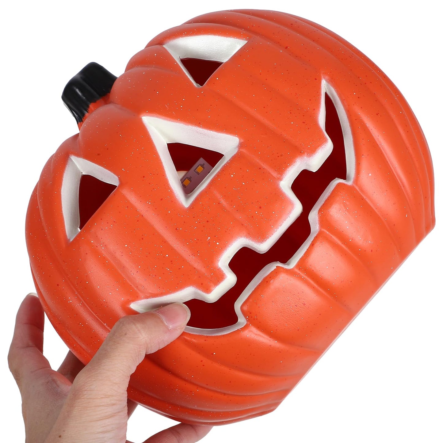 Toddmomy Halloween Pumpkin Lantern Decoration with Led Light Hollow Light up Jack-O-Lantern for Indoor and Outdoor Tabletop Halloween Decorations 8.27X6.3X7.87 Inches