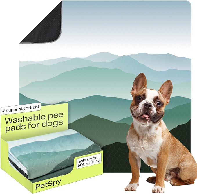 PetSpy Washable Pee Pads for Dogs - Waterproof Reusable Puppy Pads No-Slip Surface - Stylish Dog Potty Training Pads Protect Against Leakage (Landscape, 1 Pack - 72" x 72")
