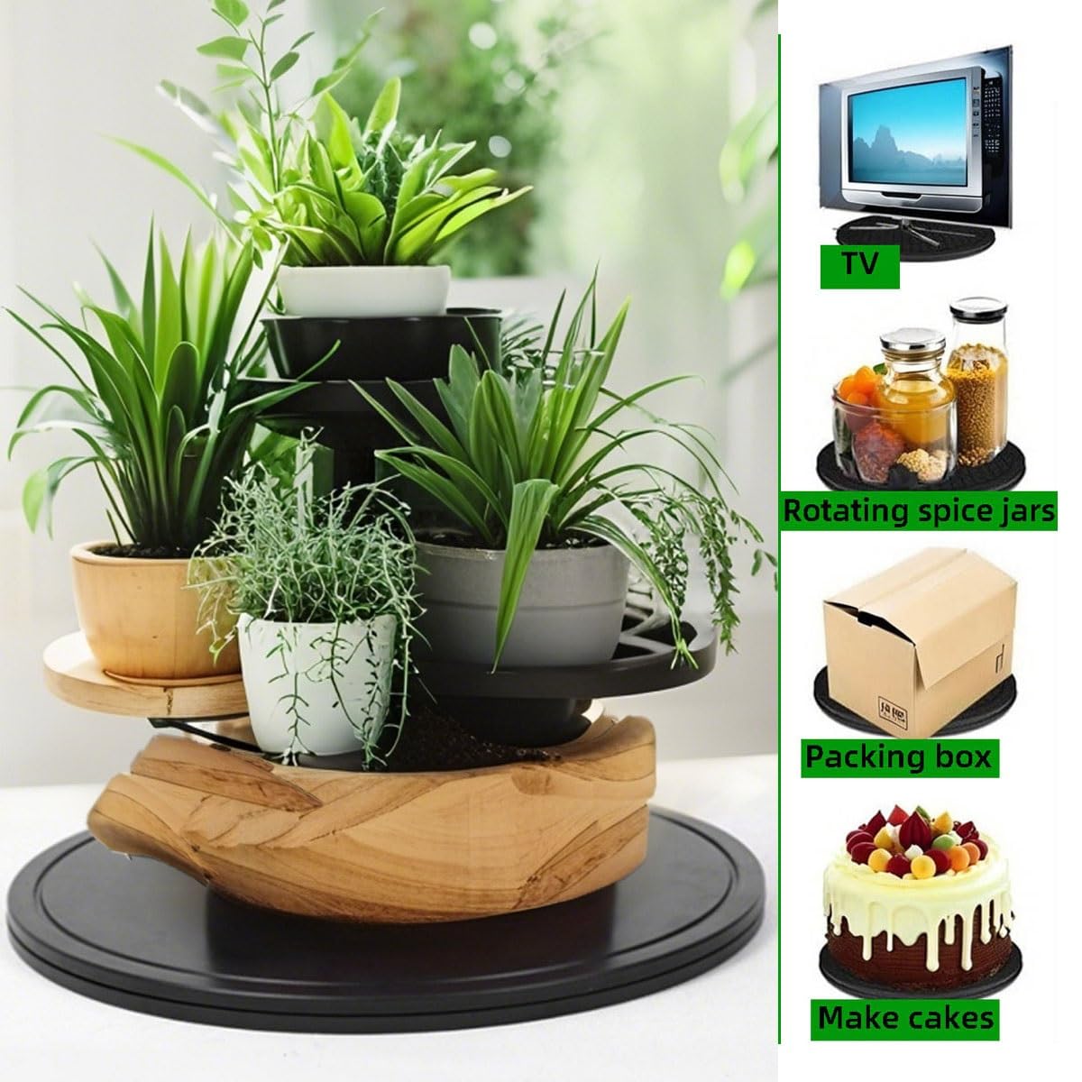 2 Pack Bonsai Turntable, Heavy Duty Rotating Swivel Stand, Lazy Susan Turntable with Steel Ball Bearings, Garden Swivel Stand Turntable for Model/TV/Monitors(20cm/8")