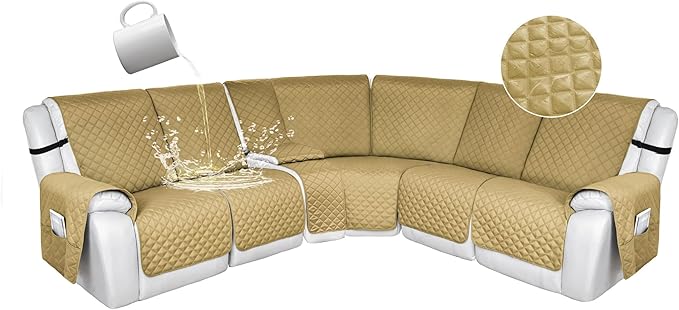 HDCAXKJ 100% Waterproof Reclining Sectional Couch Covers L Shape Recliner Sofa
