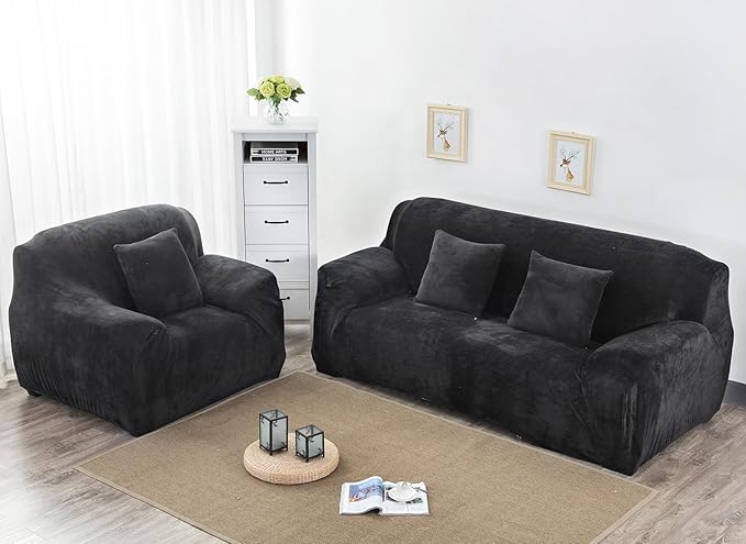 vctops 1-Piece Velvet Plush Stretch Sofa Slipcover