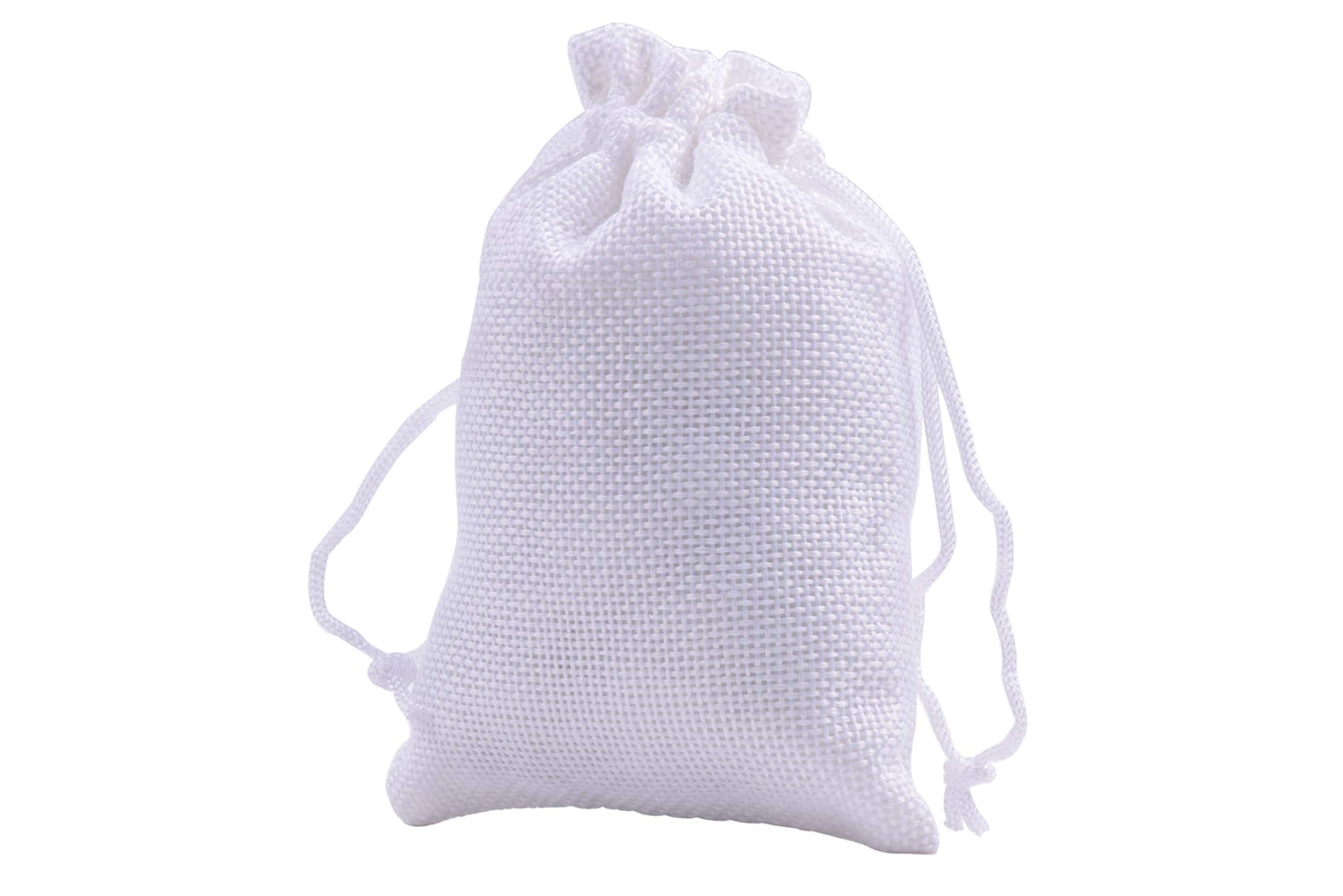 Sansam 25pcs White Drawstring Burlap Gift Bags, 5.2x7.2 Inch Lining Burlap Sacks For Jewellery Packaging, Herb, Spices, Medium Size Jute Treat Bags for Christmas, Wedding, Party,Household Storage