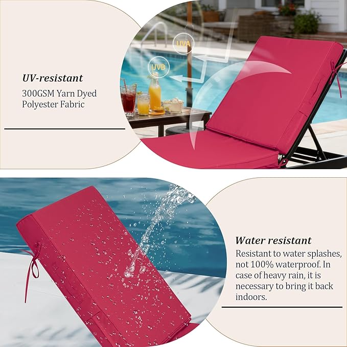 80x26x4in Lounge Cushions for Outdoor Furniture, Outdoor Lounge Chair Cushions