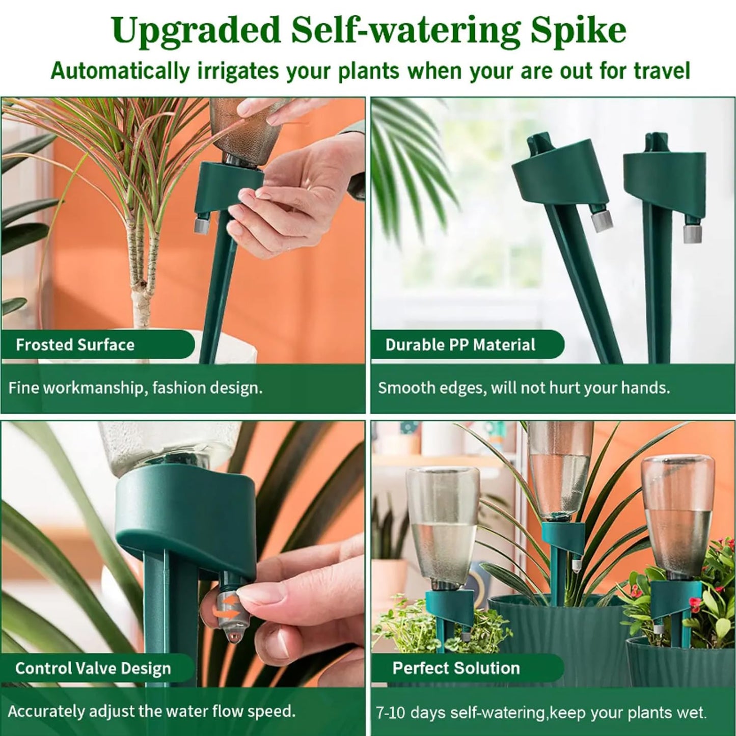 2 Pcs Self Watering Planter Insert,Plant Watering Spikes Irrigation Drippers for Plants,Self Watering Stakes, Automatic Vacation Plant Waterer 17oz Plant Watering Device for Indoor Outdoor Plants