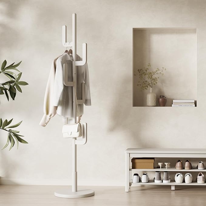 Muwuele Solid Wood Cactus Coat Rack, Freestanding Coat Rack