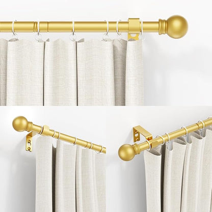 Thestoa Gold Curtain Rods for Windows 66-120 Inch, 5/8" Stainless Steel Small Curtain Rod for Bedroom, Living Room, Kitchen, Farmhouse