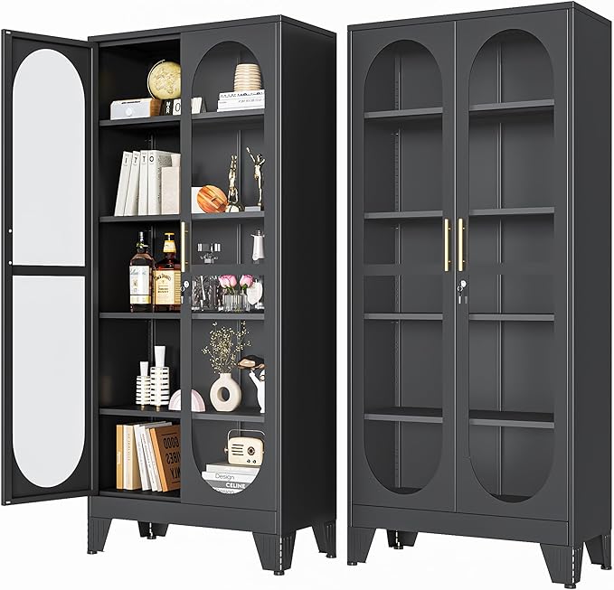 PAOFIN 71" H Locking Display Cabinet