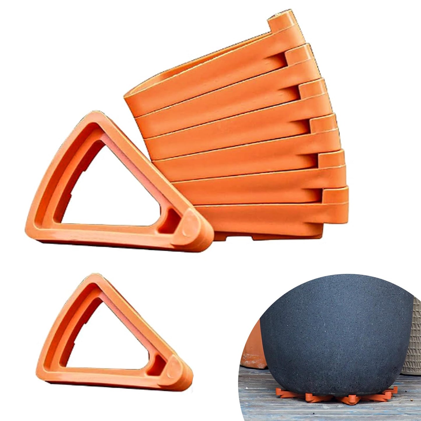 LeafLassie Plant Pot Feet for Outdoor Planters, 24PCS Invisible Flower Pot Risers Toes,Indoor Secure Compressive Environmental Triangular Lifters Supports (Large Orange)