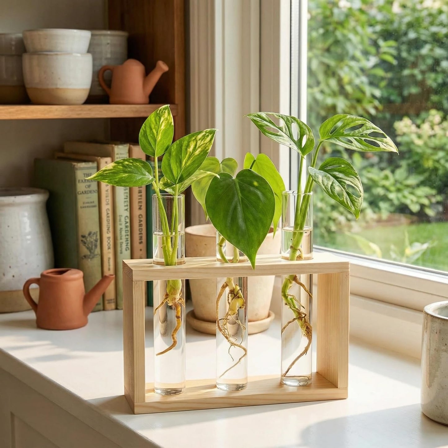 3-Tube Plant Propagation Station, Wall-Mounted Terrarium with Propagation Tubes – Ideal for Indoor Plant Propagation in Living Rooms, Bedrooms & Offices (Uses Test Tubes for Plants)
