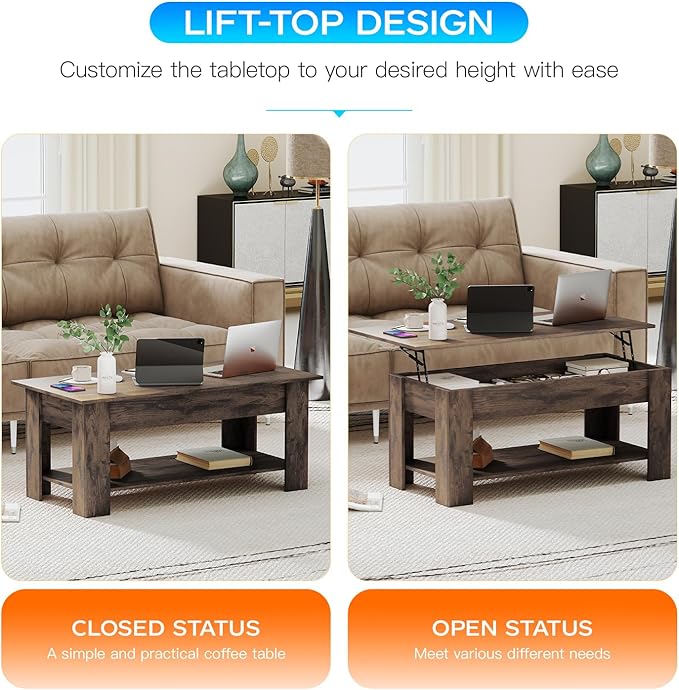 FDW 39.4" Lift Top Coffee Table
