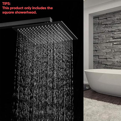 BESy 10 Inch Rain Shower Head, 10" Square Rainfall & High Pressure Stainless Steel Bath Showerhead, 1/16" Ultra Thin, Waterfall Full Body Coverage with Silicone Nozzle, Matte Black Finish