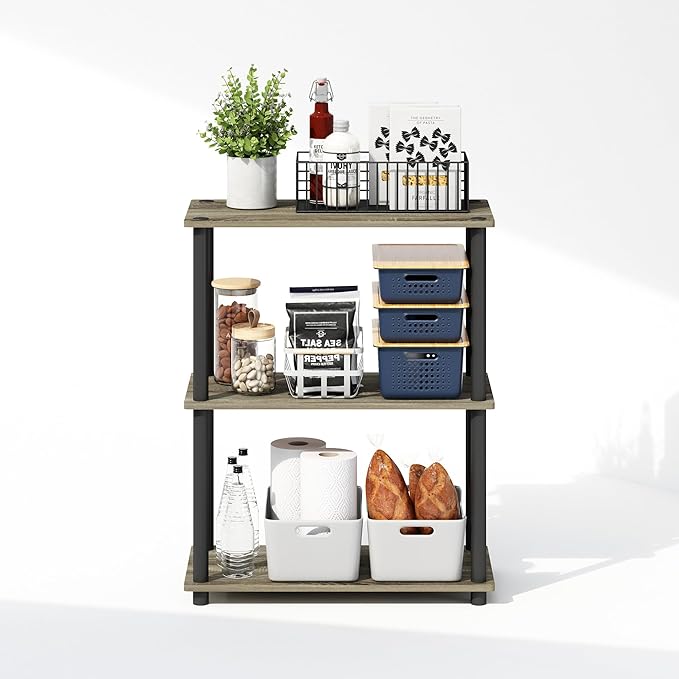 Furinno Turn-N-Tube Book Shelf, 3-Tier Bookshelf, Bookcase