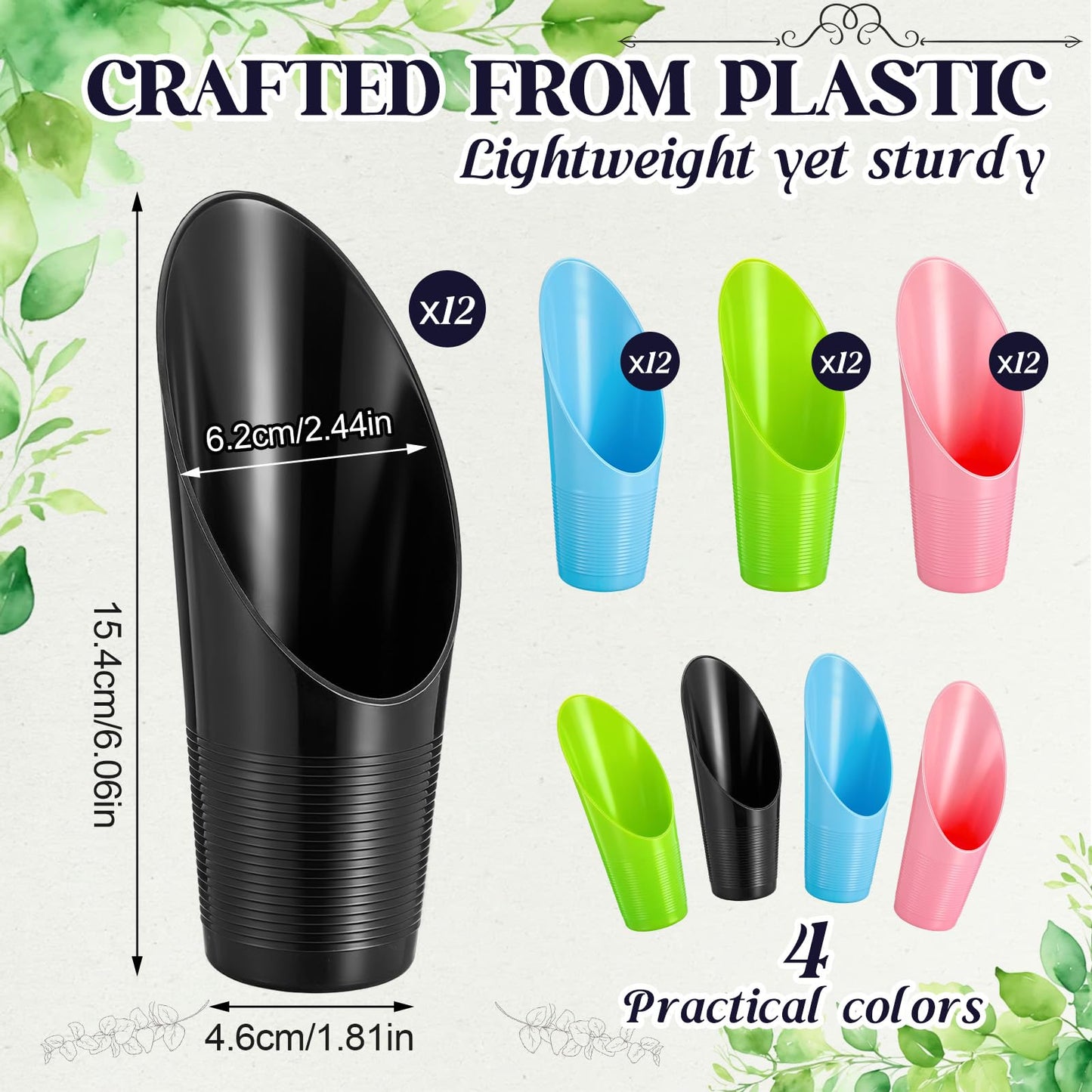 Lothee 48 Pcs Bonsai Soil Scoops Small Plastic Garden Soil Scoop Set Colorful Small Potting Shovel for Garden Tools
