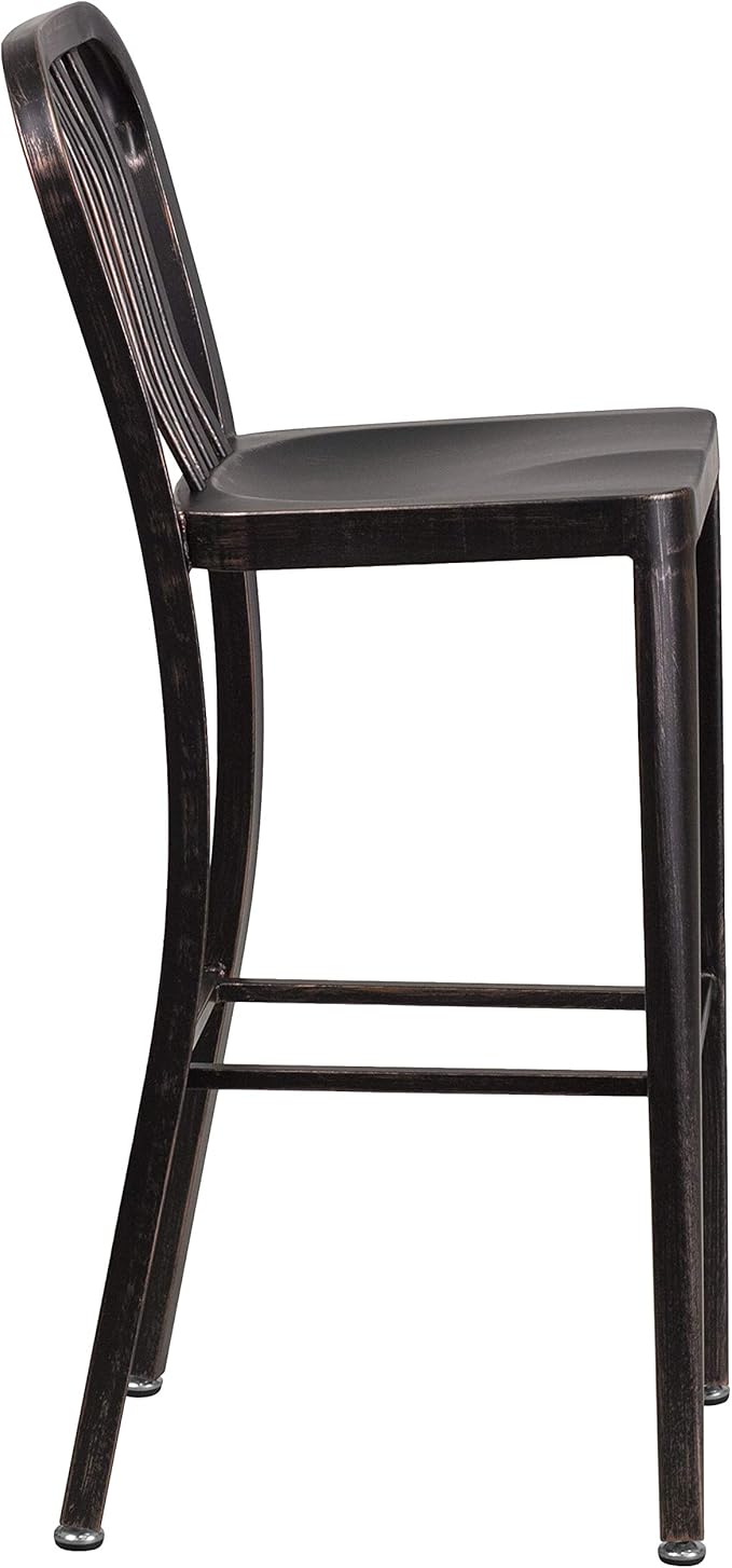 Flash Furniture Gael Commercial Grade 2 Pack 30" High Black-Antique Gold Metal